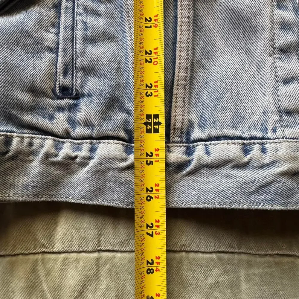 levis premium two tone acid washed denim trucker jacket colorblock black blue xl